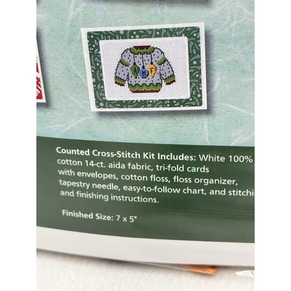 Herrschners "HOLIDAY SWEATERS" Greeting Cards Set of 12 Cross Stitch Kit - Picture 4 of 8